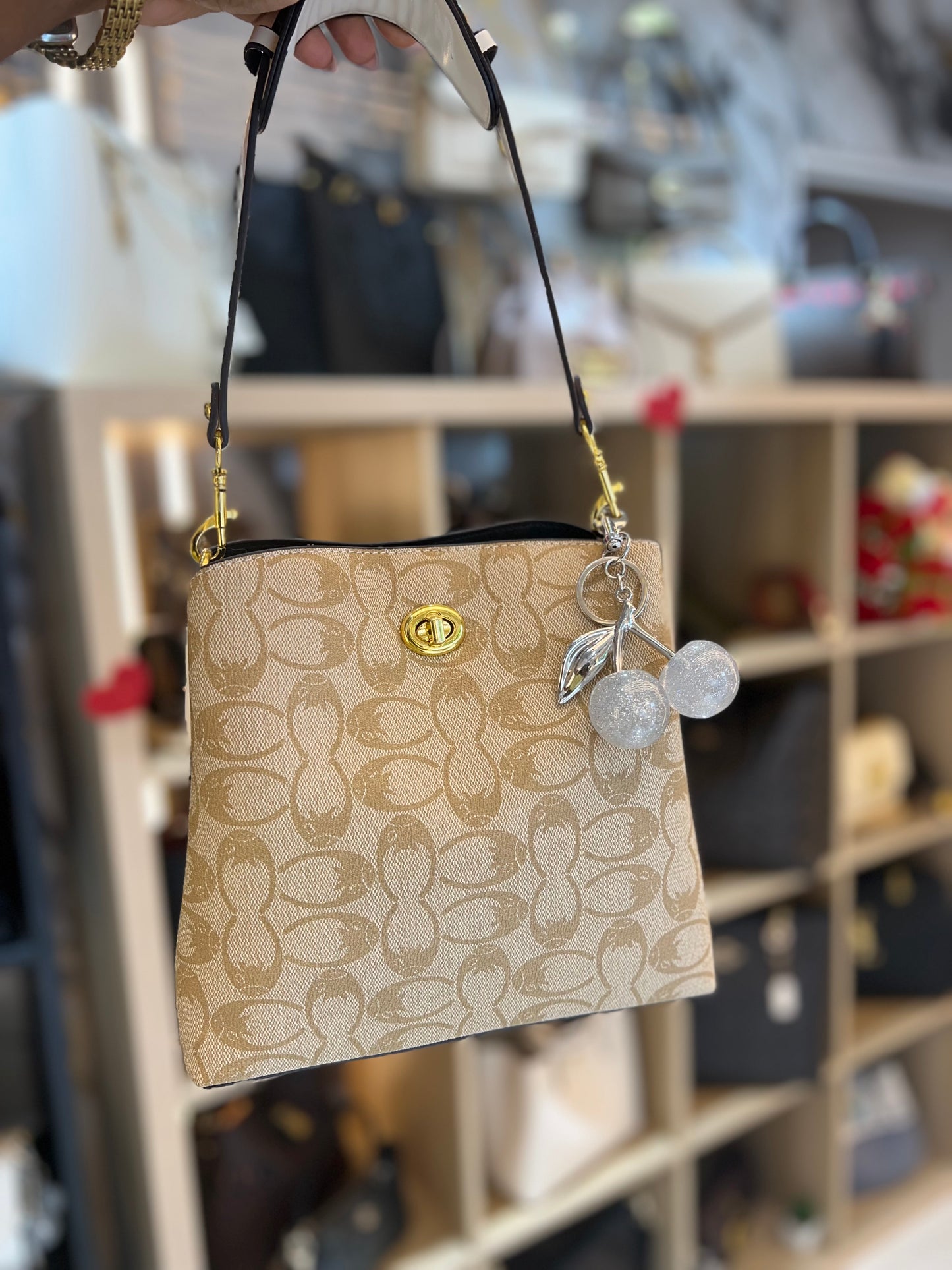 Coach Beige Strap white