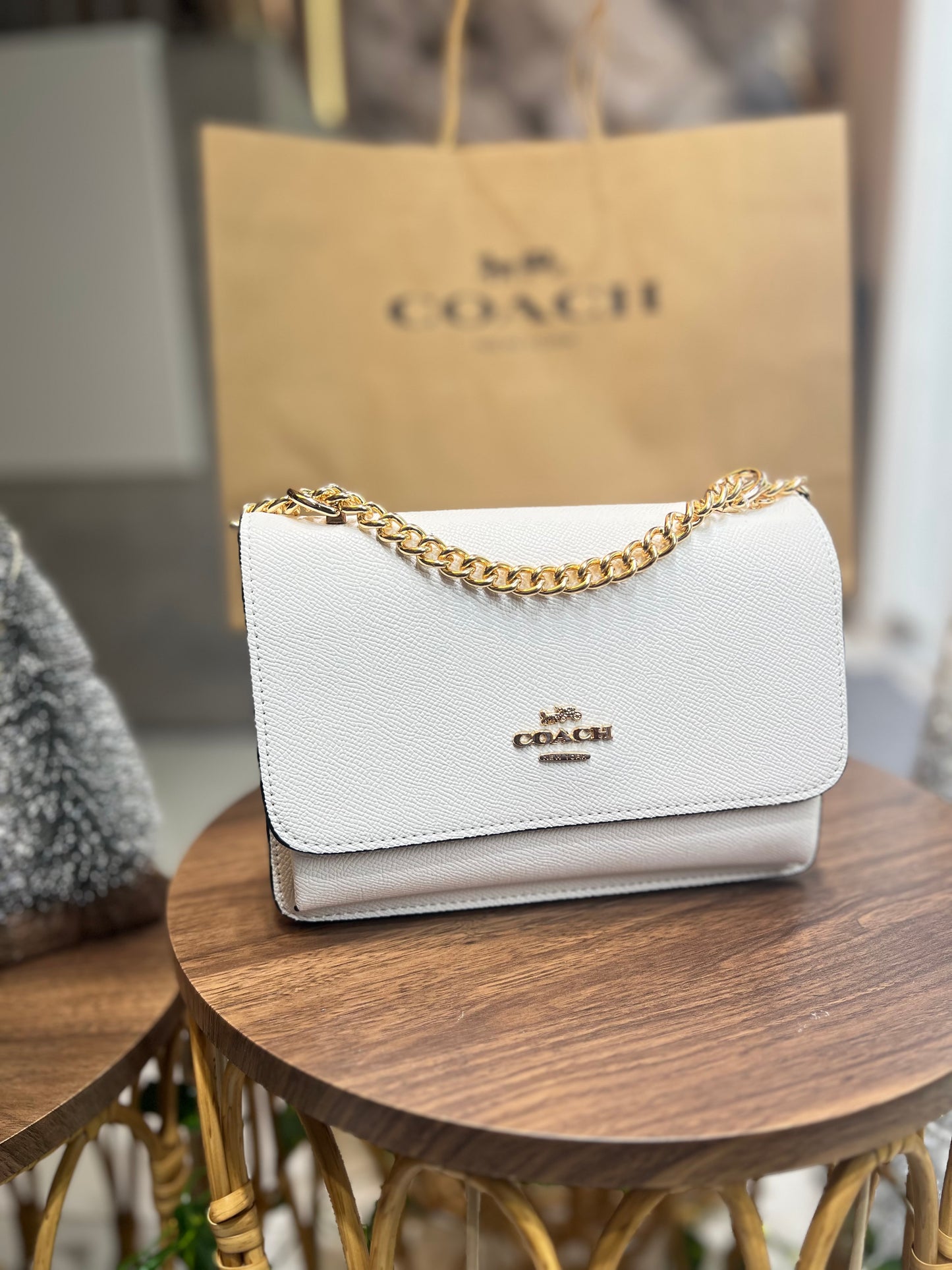 Coach White Gold Handbag