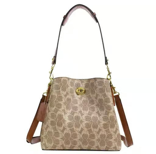 Coach Bucket Printed Strap Brown/ Crossbody