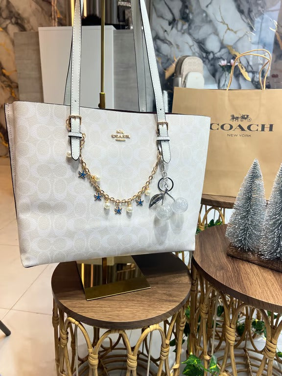 Large White Coach Handbag