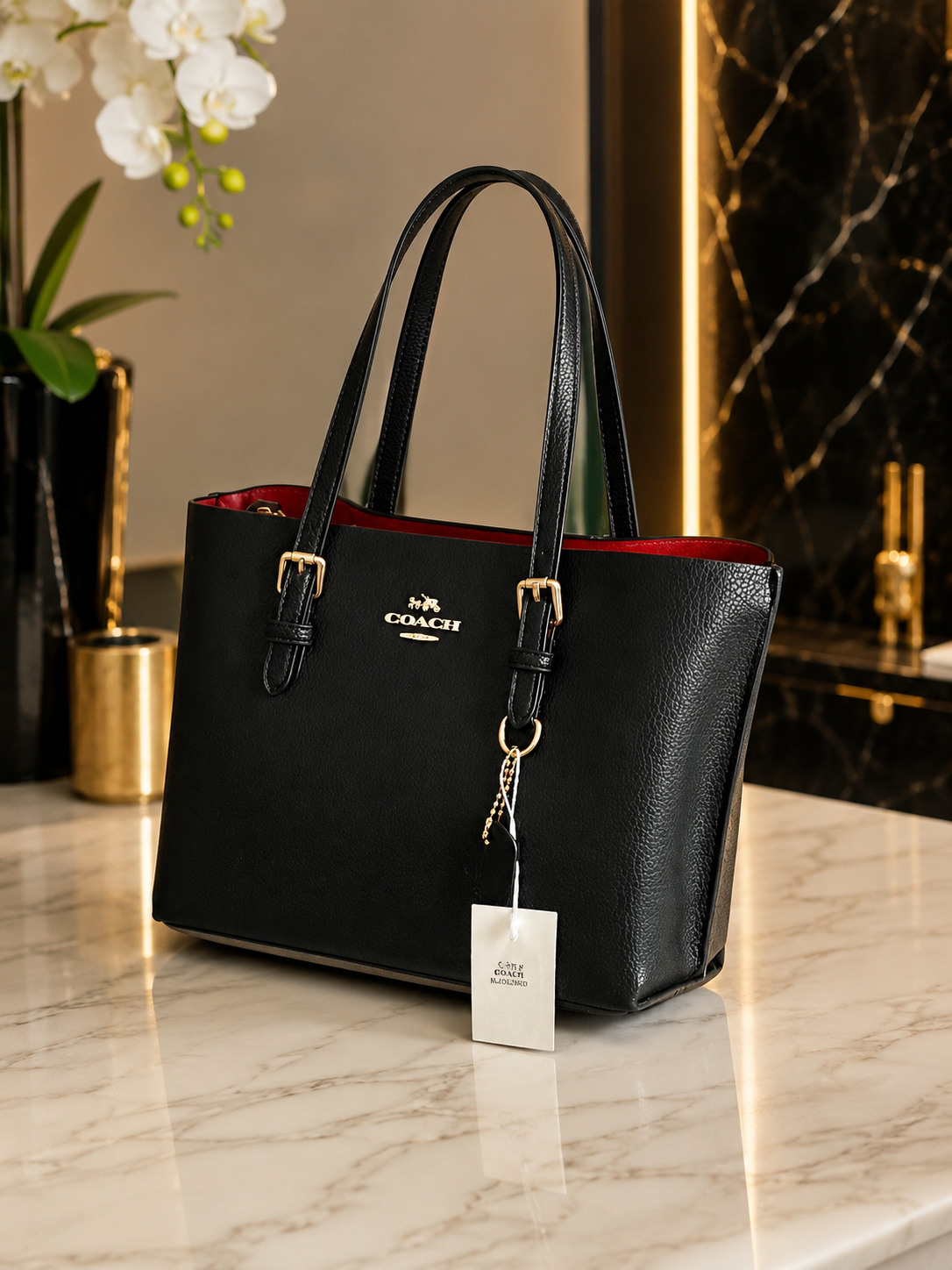 Coach Negra Interior Rojo Crossbody