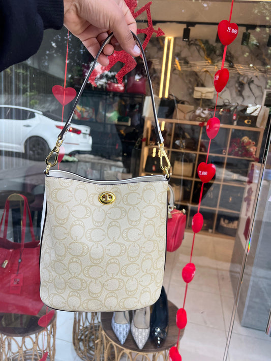 Coach Bucket Printed Strap White/ Crossbody