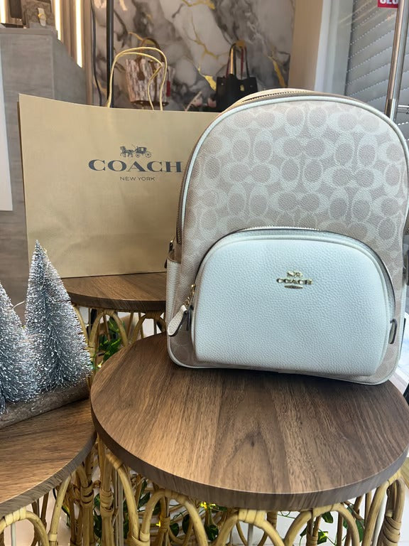 Coach Beige and White Backpack