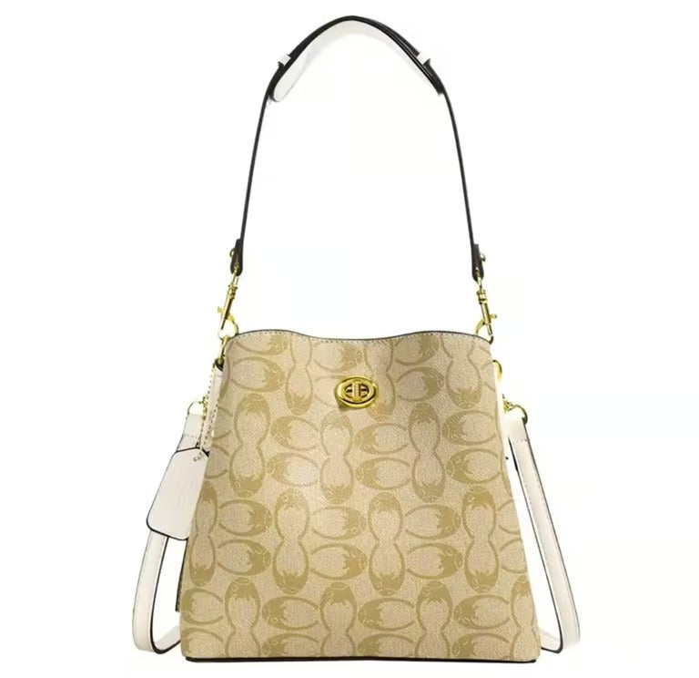 Coach Bucket Printed Strap White/ Crossbody