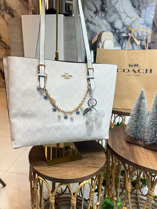 Large White Coach Handbag
